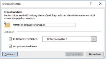 Bild 4: In den weiteren Optionen eines Quicksteps passen Sie den Ablauf genau an Ihre Wünsche an.