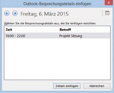 Bild 4: Termine und Besprechungen verknüpfen Sie optional ebenfalls zwischen Outlook und OneNote