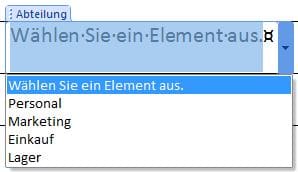 Über den kleinen Pfeil blendet der Anwender die Alternativen ein